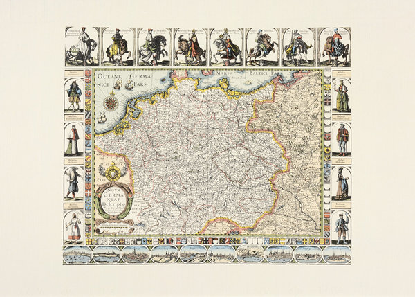 Grande carte ancienne illustrée de l'Allemagne
