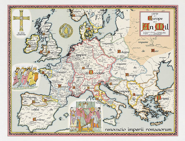 Carte de l'Europe en l'An Mil