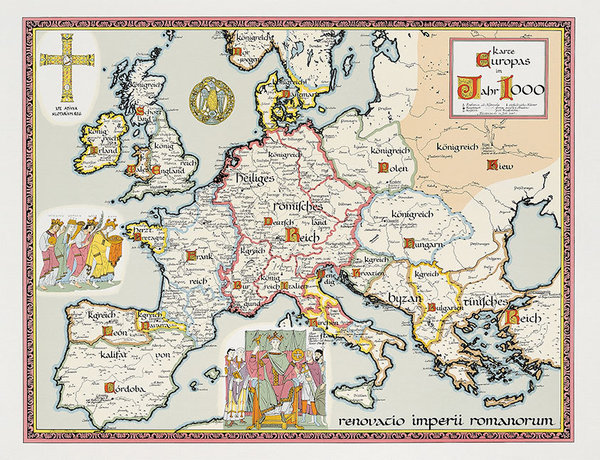Karte Europas im Jahr 1000