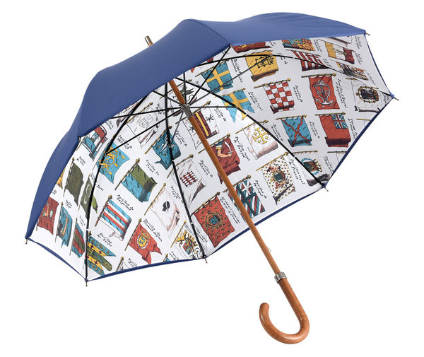 Luxury double-cloth blue umbrella with navy flags