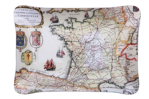 Tidy or little luxury acrylic tray with the Compostella map